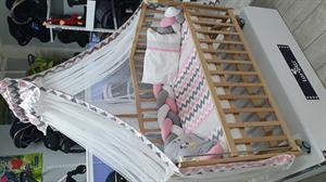 ABC Baby Zigzag 60x120 Beşik Örgülü Uyku Seti - Pembe Gri