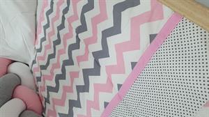 ABC Baby Zigzag 60x120 Beşik Örgülü Uyku Seti - Pembe Gri