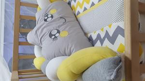 ABC Baby Zigzag 60x120 Beşik Örgülü Uyku Seti - Sarı Gri