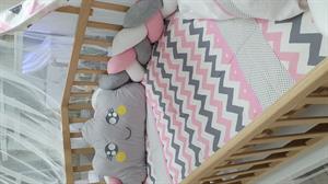 ABC Baby Zigzag 60x120 Beşik Örgülü Uyku Seti - Pembe Gri