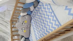 ABC Baby Zigzag 60x120 Beşik Örgülü Uyku Seti - Mavi Gri