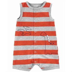 Carters Erkek Bebek Çizgi Desenli Kısa Tulum