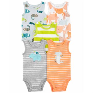Carters Erkek Bebek Kolsuz Body Set Kolsuz 5li Paket