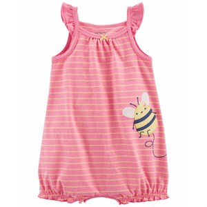 Carters Kız Bebek Arı Desenli Kısa Tulum Pembe