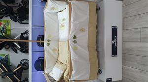 Coolbaby Ayı Desenli 60x120 Beşik Uyku Seti - Bej Beyaz