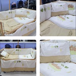 Coolbaby Ayı Desenli 60x120 Beşik Uyku Seti - Bej Beyaz