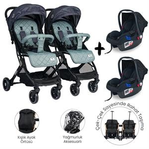 Lorelli Fiorano Kabin Set İkiz Bebek Arabası - Trooper