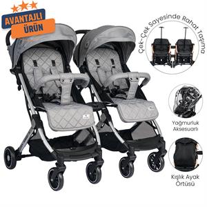Lorelli Fiorano New Kabin Boy İkiz Bebek Arabası - Dolphin Grey