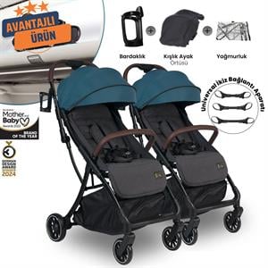 Lorelli Minori Ayrılıp Birleşebilen Kabin İkiz Bebek Arabası - Opal Green