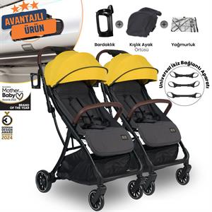 Lorelli Minori Ayrılıp Birleşebilen Kabin İkiz Bebek Arabası - Lemon Curry