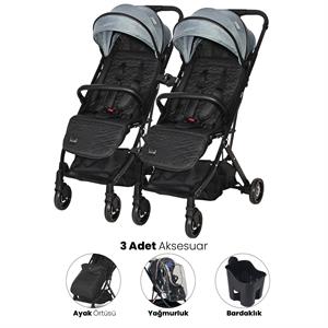 Lorelli Myla Ayrılıp Birleşebilen Kabin İkiz Bebek Arabası - Arctic Blue