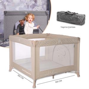 Lorelli Sunny Playground Oyun Parkı Oyun Alanı 100x100 CM - Fog Beige Star