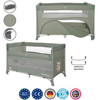 Lorelli Up And Down Anne Yanı Park Yatak - İceberg Green Teddy Bear