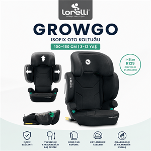 Lorelli GrowGo i-Size ISOFIX Katlanabilir Oto Koltuğu (100-150 cm | 3-12 Yaş) - Siyah