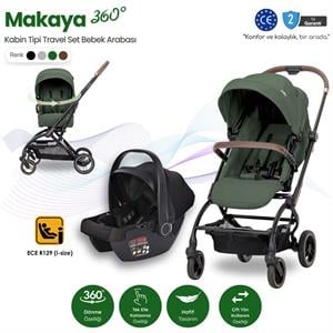 Lorelli MAKAYA 360 Dönebilen Kabin Tipi Travel Sistem Bebek Arabası - Green