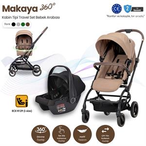 Lorelli MAKAYA 360 Dönebilen Kabin Tipi Travel Sistem Bebek Arabası - Beige
