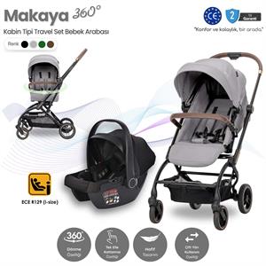 Lorelli MAKAYA 360 Dönebilen Kabin Tipi Travel Sistem Bebek Arabası - Grey