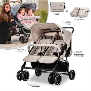 Lorelli Twin Ikiz Bebek Arabası – Beige