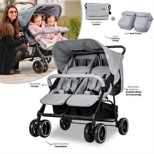 Lorelli Twin Ikiz Bebek Arabası – Cool Grey