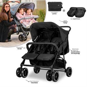 Lorelli Twin Ikiz Bebek Arabası – Black