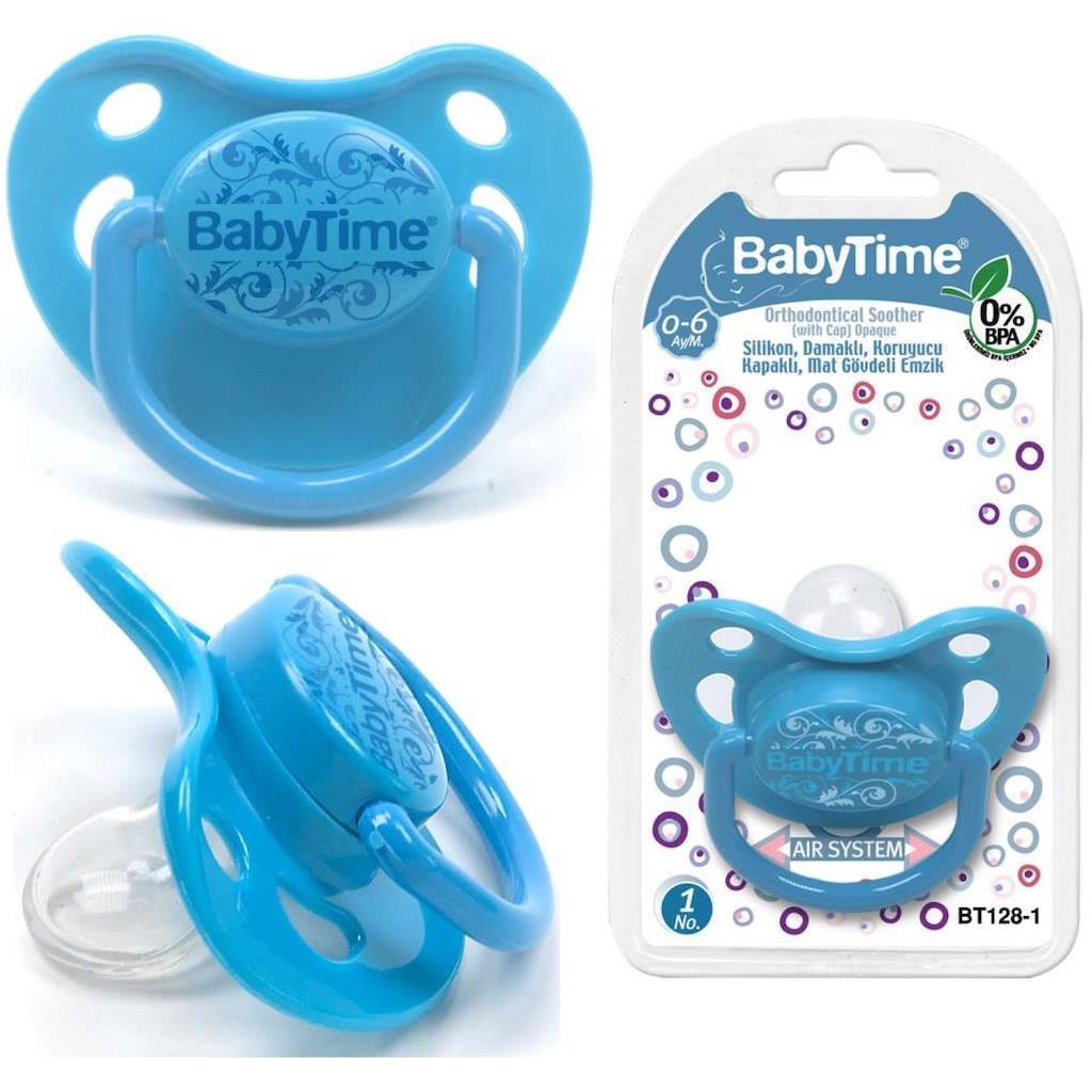 BabyTime Silikon Damaklı Koruyucu Kapaklı Mat Gövdeli Emzik N.1 BT128-1