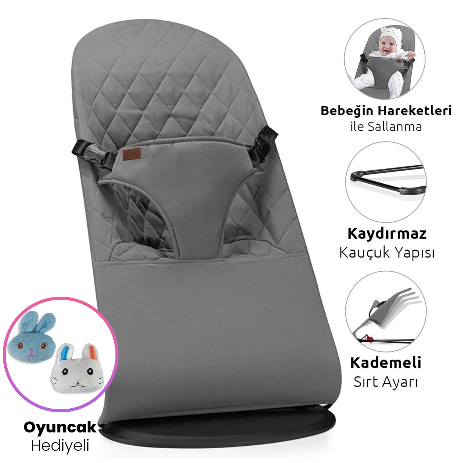 Coolbaby Crazy Hareket Ettikçe Sallanabilen Ana Kucağı - Antrasit