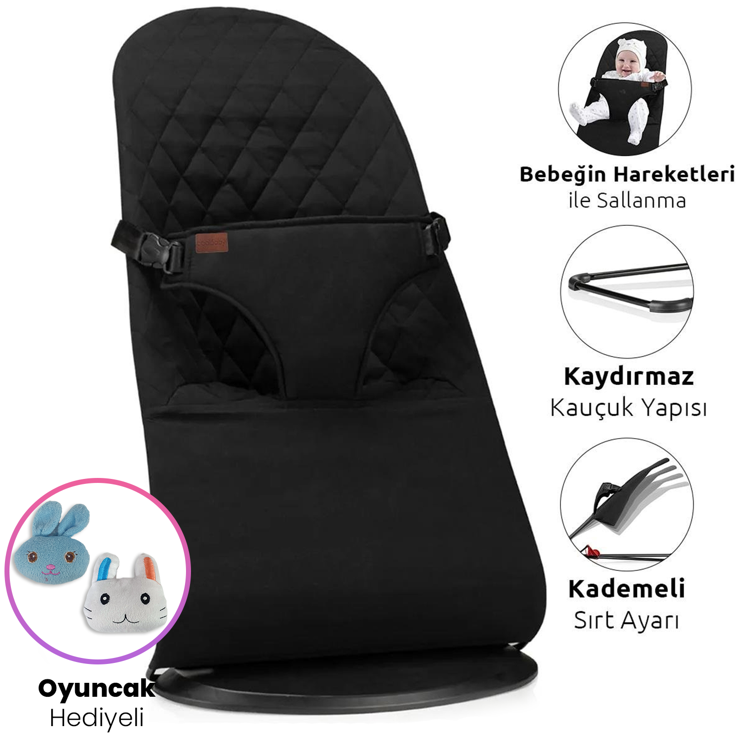 Coolbaby Crazy Hareket Ettikçe Sallanabilen Ana Kucağı - Siyah