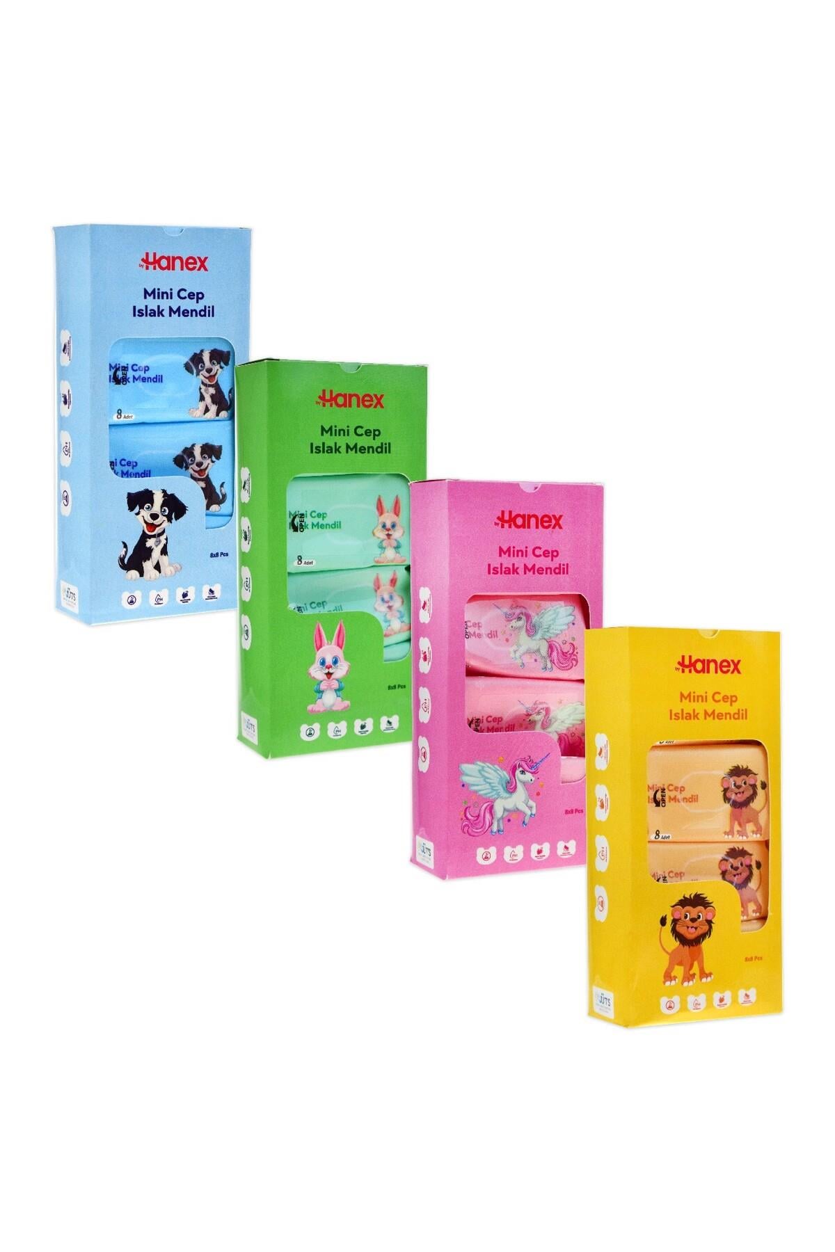 Hanex Mini Islak Cep Mendil 8’li Paket – Taşınabilir Hijyen Mendili - 1 Paket