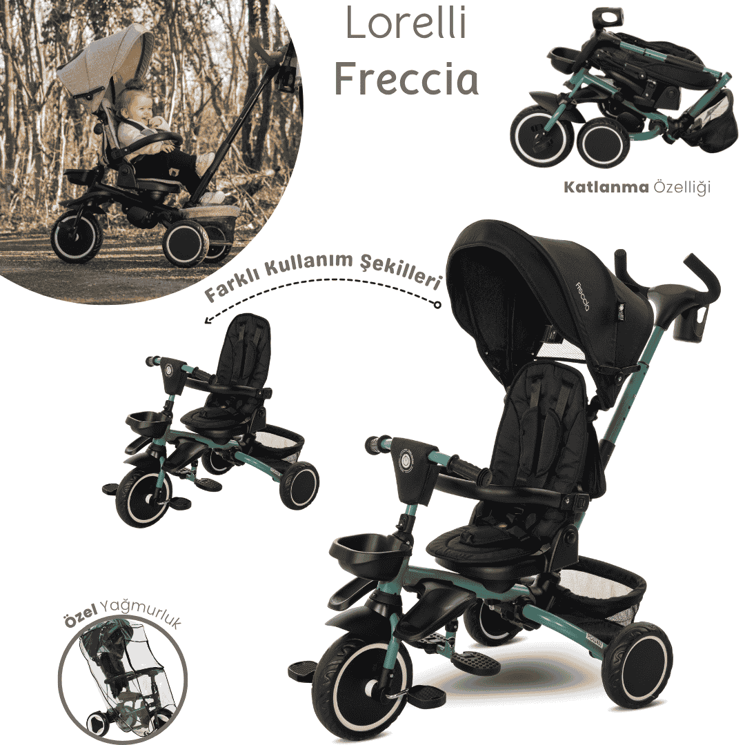 Lorelli Freccia Katlanabilir Çift Yönlü Üç Tekerlekli Bisiklet -Black Green