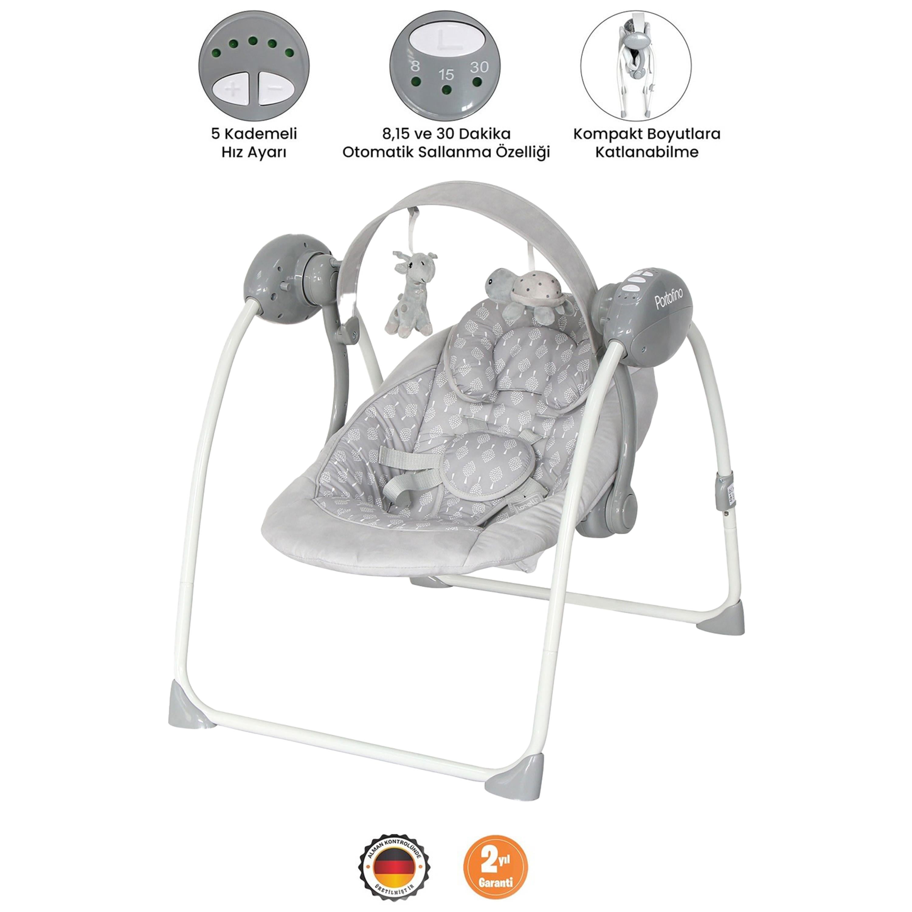 Lorelli Portofino Elektrikli Salıncak - Cool Grey Stars