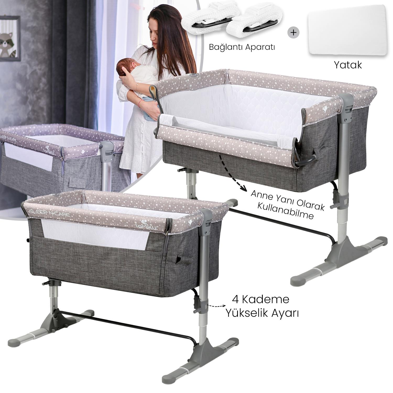 Lorelli Sleep N Care Anne Yanı Beşik - Grey Elephant
