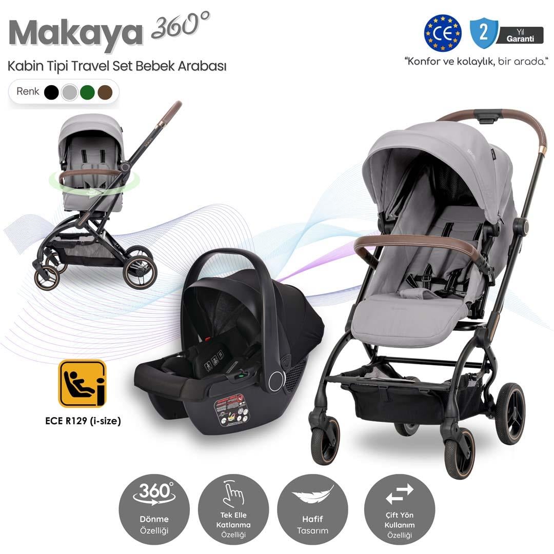 Lorelli MAKAYA 360 Dönebilen Kabin Tipi Travel Sistem Bebek Arabası - Grey