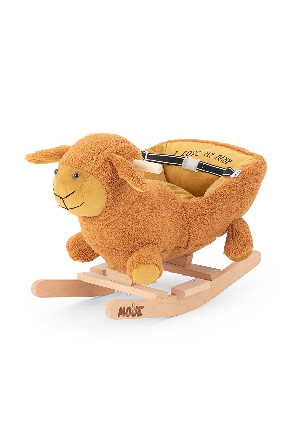 Moje Enjoy Ahşap Ayaklı Peluş Sallanan Kuzu Oyuncak Kahve