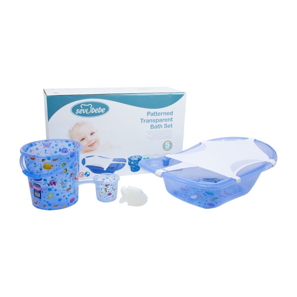 Sevi Bebe 5'li Desenli Şeffaf Bebek Banyo Seti - Naturel Şeffaf Desenli 137-50