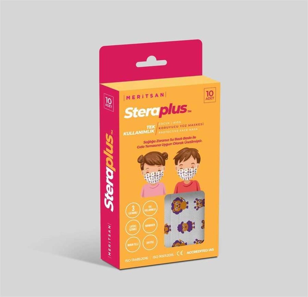 Steraplus Tek Kullanımlık Koruyucu Çocuk Yüz Maskesi 10 Adet |  lorellishop.com