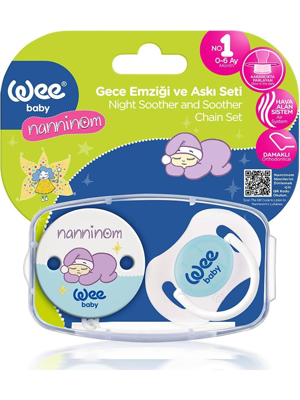 Wee Baby Nanninom Gece Emziği ve Emzik Askısı Seti