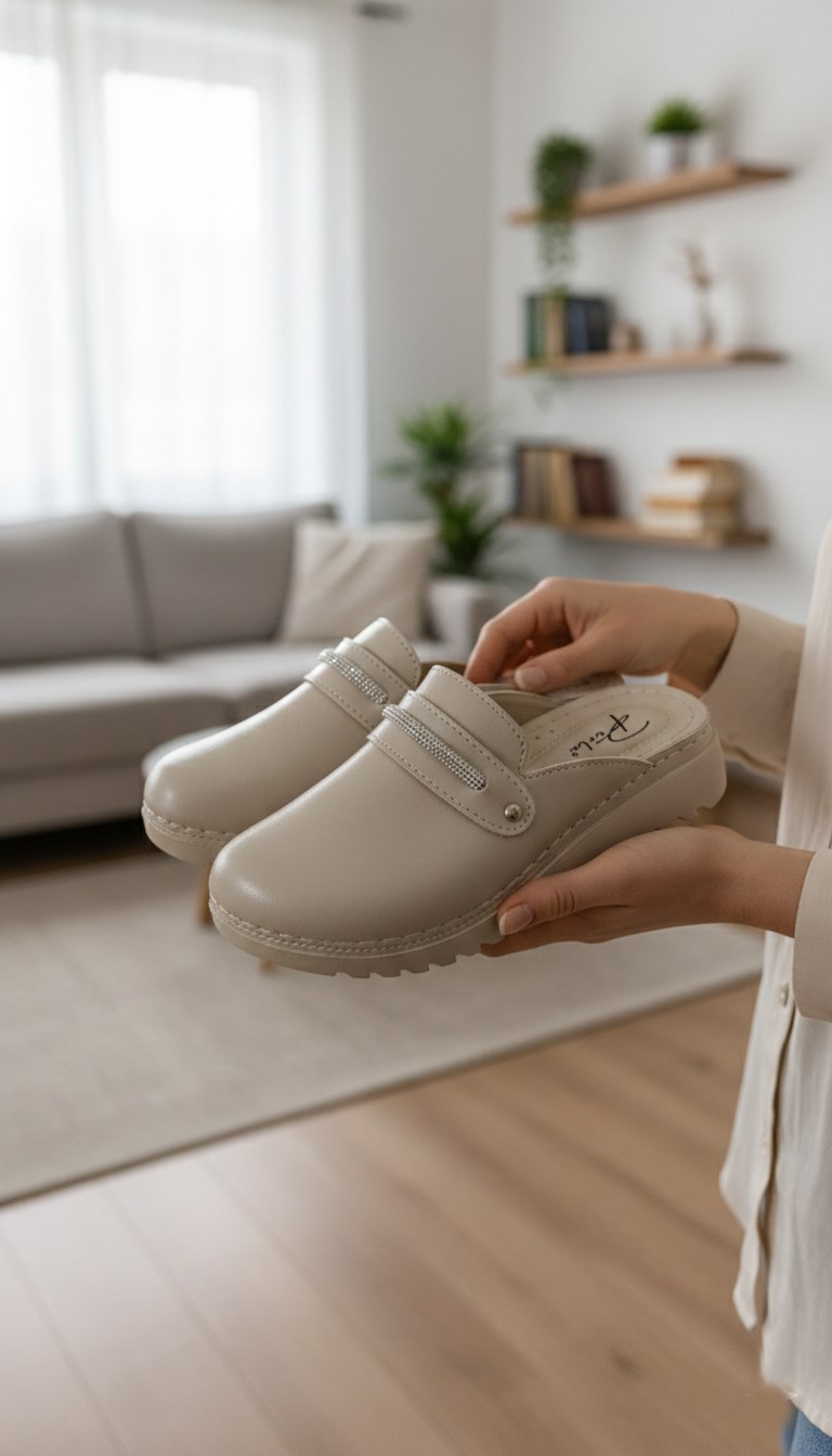Vojo PR Taş Detaylı Ortopedik Yumuşak Taban Kadın Terlik