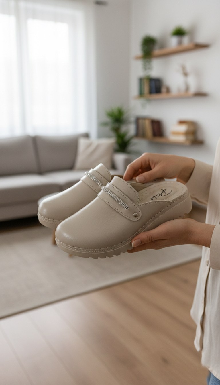 Vojo PR Taş Detaylı Ortopedik Yumuşak Taban Kadın Terlik
