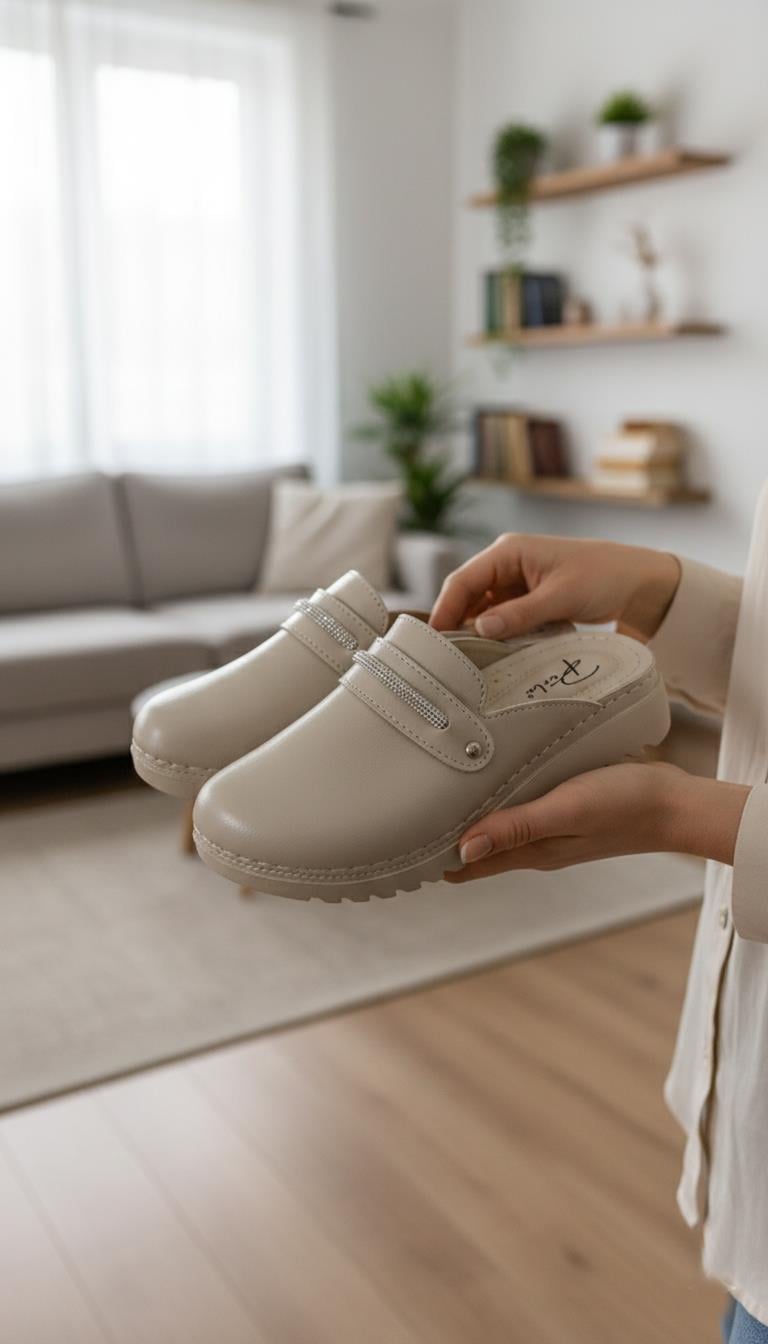 Vojo PR Taş Detaylı Ortopedik Yumuşak Taban Kadın Terlik