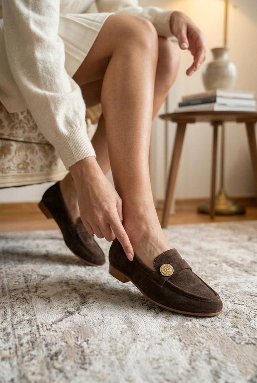 Vojo Mila Toka Detaylı Süet Kadın Babet Ayakkabı