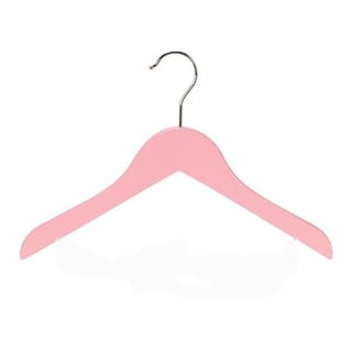 75 Adet Ahşap Bebek Elbise Askısı Vernikli Ahşap Çocuk Askısı Pembe Boyalı 32 cm