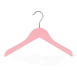 36 Adet Ahşap Bebek Elbise Askısı Vernikli Ahşap Çocuk Askısı Pembe Boyalı 32 cm