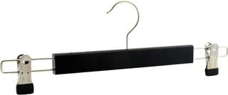 12 Adet Ahşap Pantolon Askısı, Mandallı Etek Askısı Siyah Boyalı 36 Cm