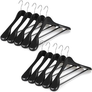 100 Adet Ahşap Ceket Askısı Kalın Omuz Formlu Takım Elbise Askısı Kaban Palto Askısı Siyah 44 cm