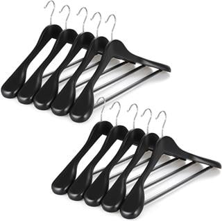 25 Adet Ahşap Ceket Askısı Kalın Omuz Formlu Takım Elbise Askısı Kaban Palto Askısı Siyah 44 cm