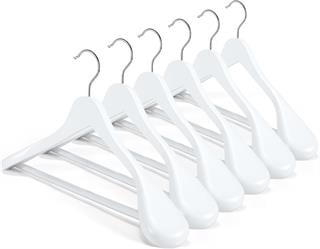 25 Adet Ahşap Ceket Askısı Kalın Omuz Formlu Takım Elbise Askısı Kaban Palto Askısı Beyaz 44 cm