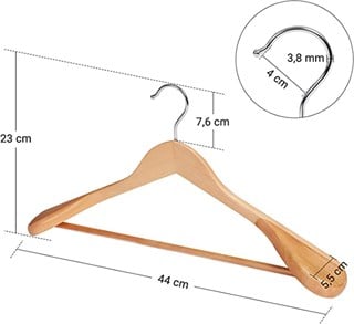 100 Adet Ahşap Ceket Askısı Kalın Omuz Formlu Takım Elbise Askısı Kaban Palto Askısı Vernikli 44 cm