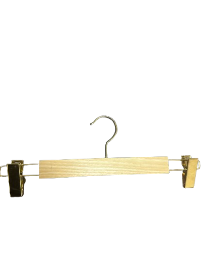 100 Adet Ahşap Etek Askısı Mandallı Ahşap Pantolon Askısı Vernikli 36 Cm Gold Mandal