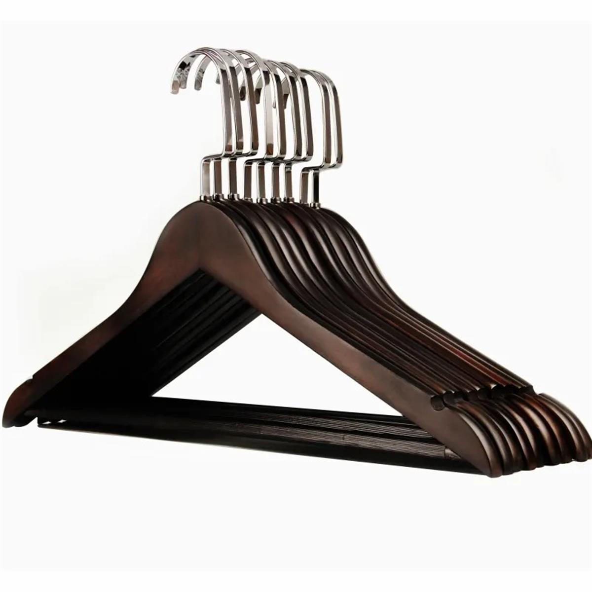 100 Adet Ahşap Gelinlik Askısı Kahverengi Ahşap Elbise Askısı Amerikan Kancalı 43 cm