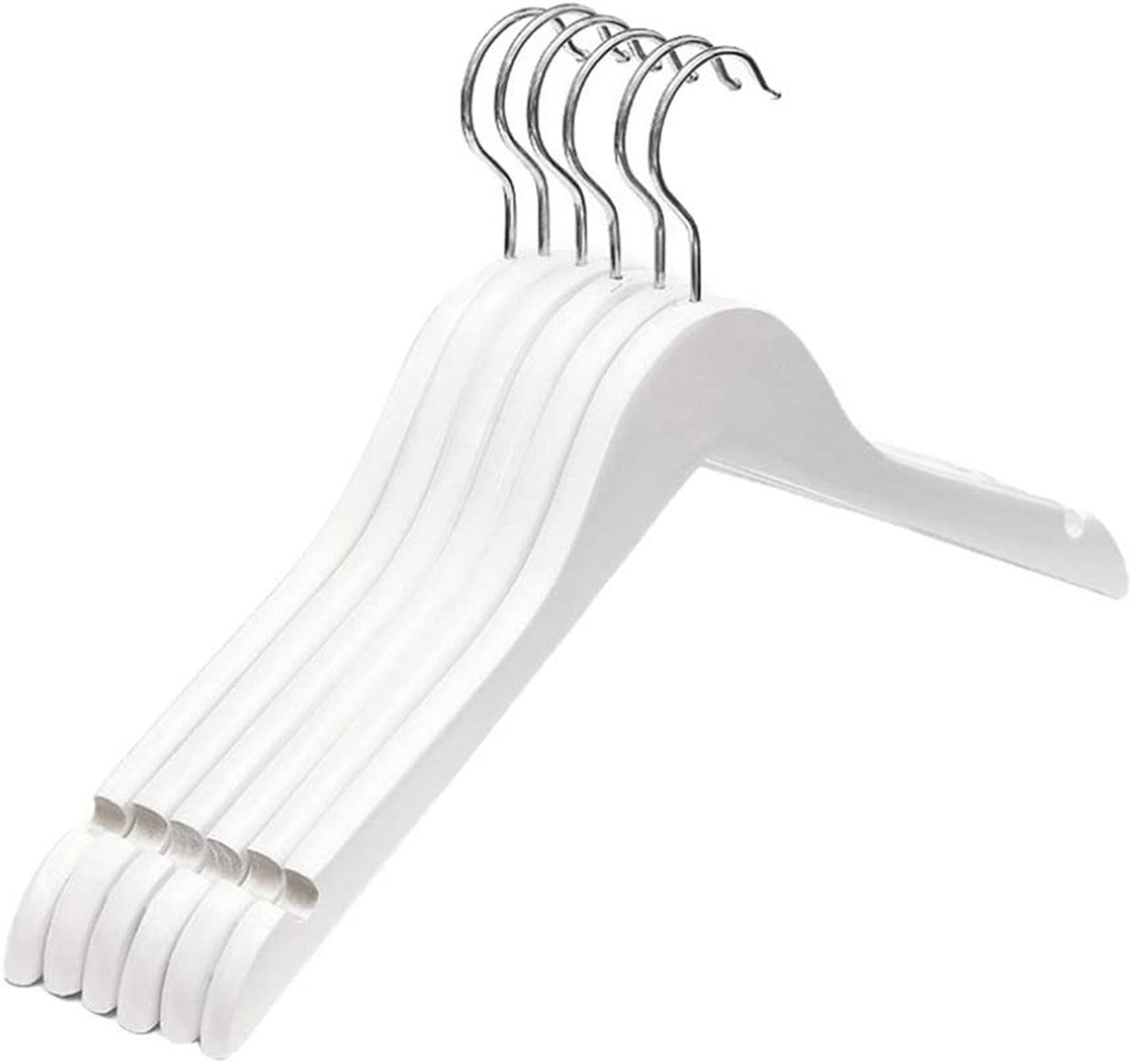 12 Adet Beyaz Ahşap Gömlek Askısı Ahşap Bluz Kaban Askısı Beyaz Boyalı 43 cm